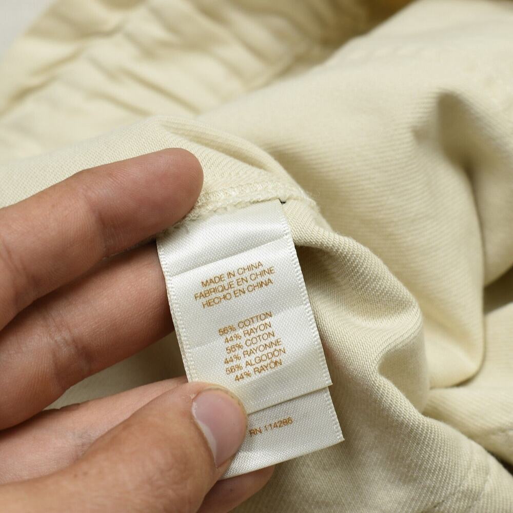 NEW Frye x Anthropologie Women Bermuda Drawstring Solid Cotton Beige Size 31 - Picture 8 of 8